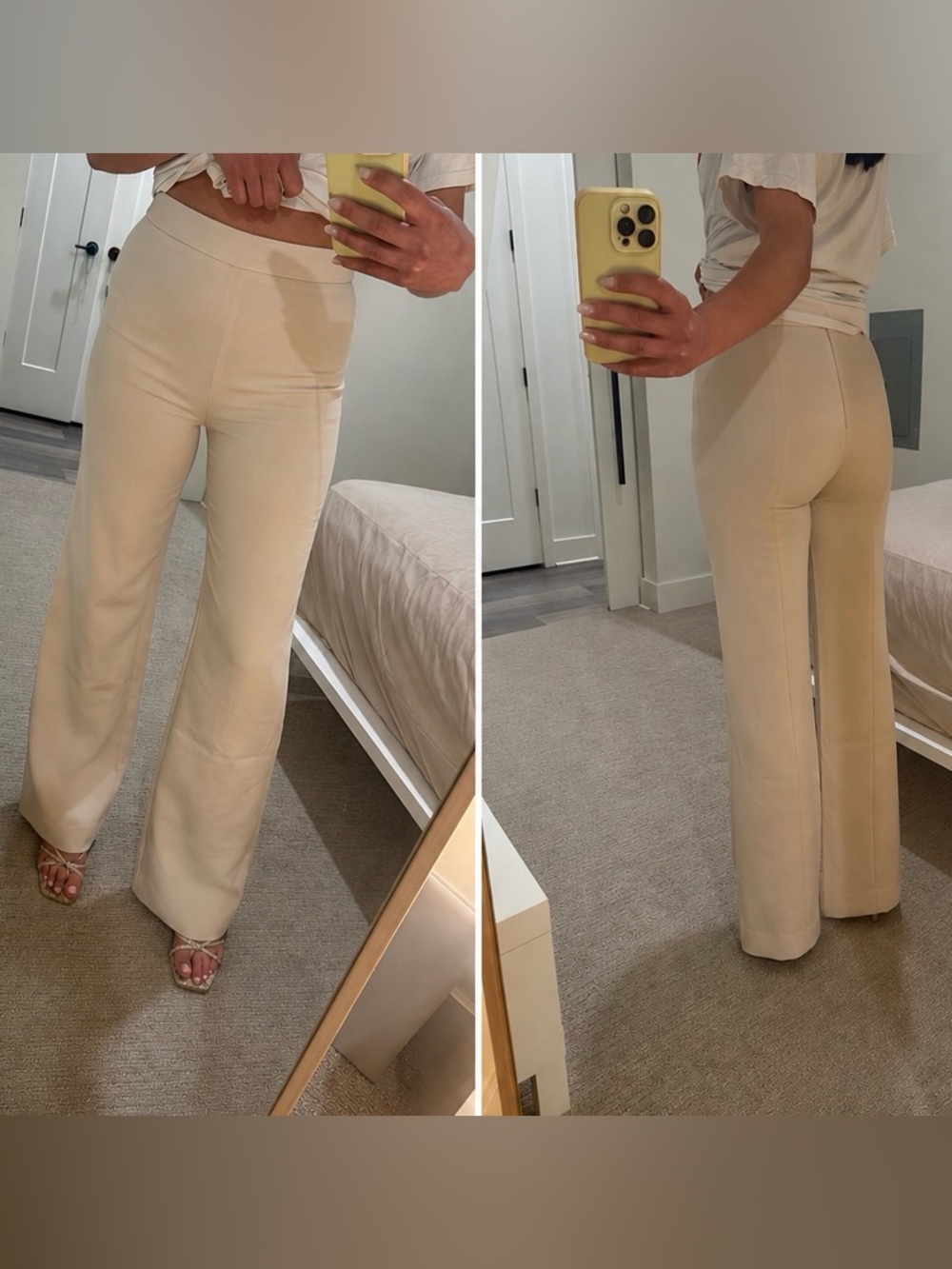 KOOKAI Wide-Leg High-Rise Pants — Cream